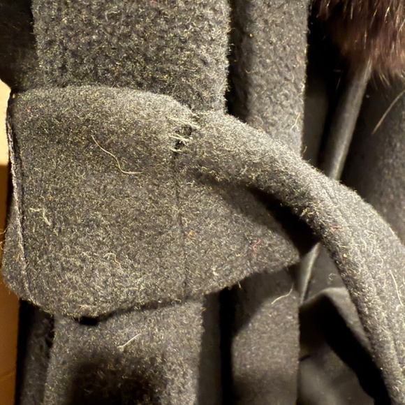 Vintage Black Fur Collar Cashmere Wrap Coat - Picture 2 of 7